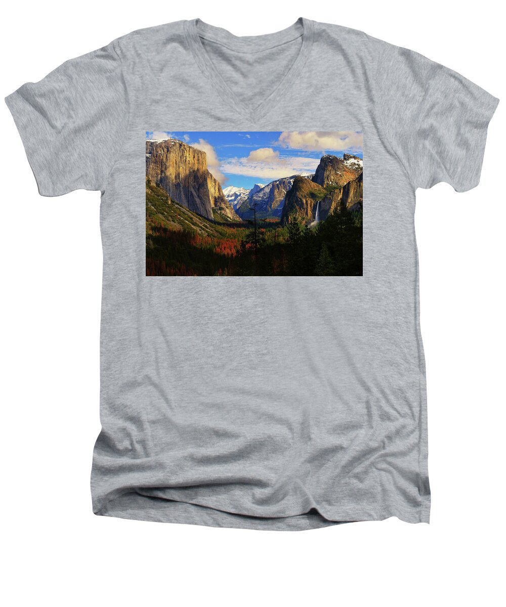 Yosemite Men's V-Neck T-Shirt featuring the photograph Yosemite Valley by Greg Norrell