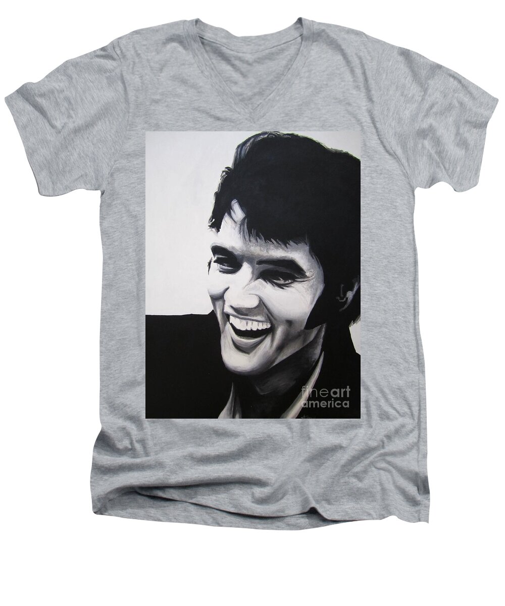 Elvis Presley Paintings Men's V-Neck T-Shirt featuring the painting Young Elvis by Ashley Lane
