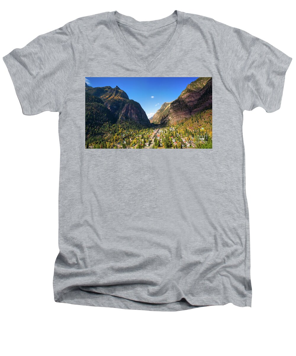 Ouray Men's V-Neck T-Shirt featuring the photograph Ouray Colorado #1 by Doug Sturgess