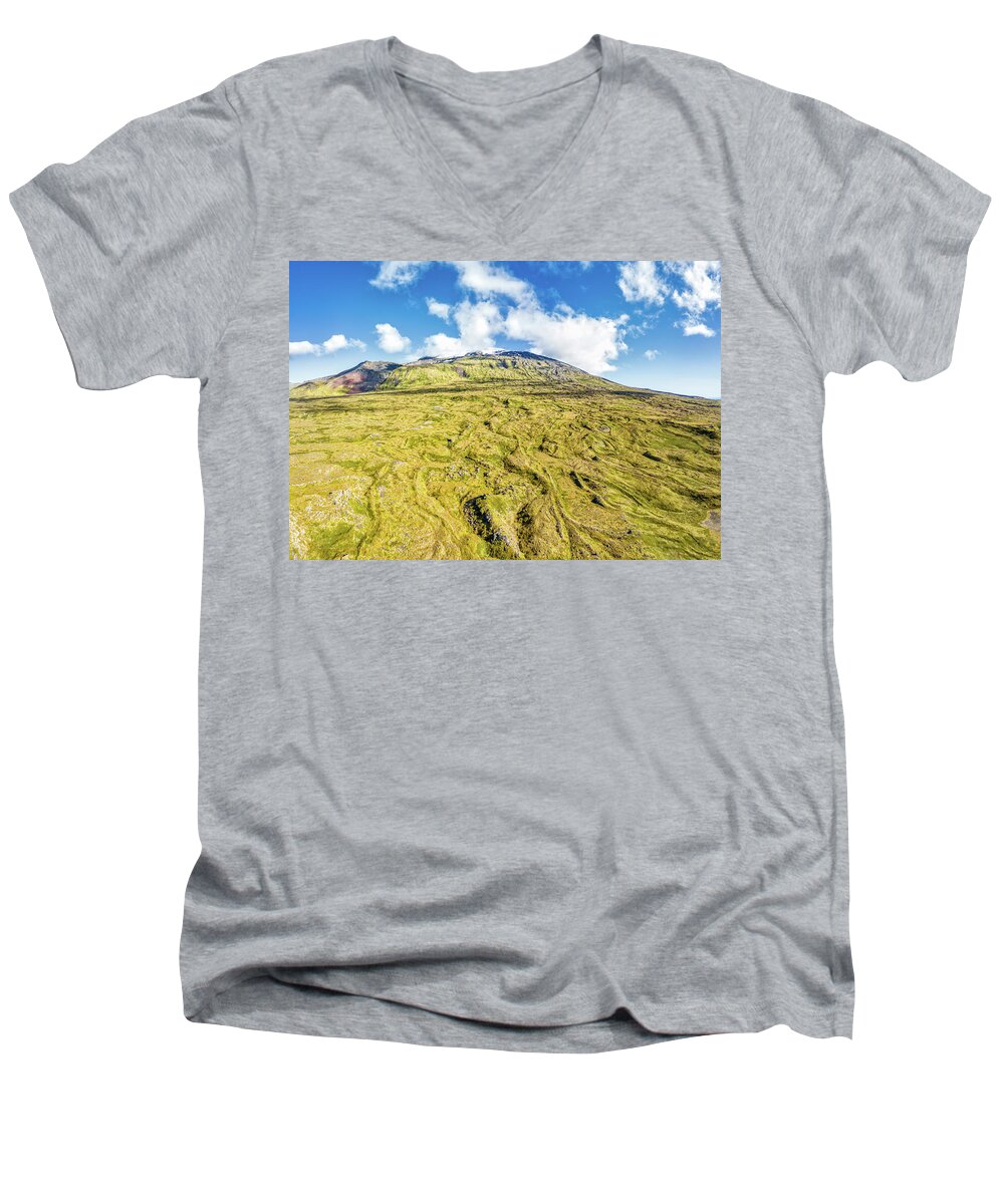 David Letts Men's V-Neck T-Shirt featuring the photograph Snowcapped Volcano II by David Letts