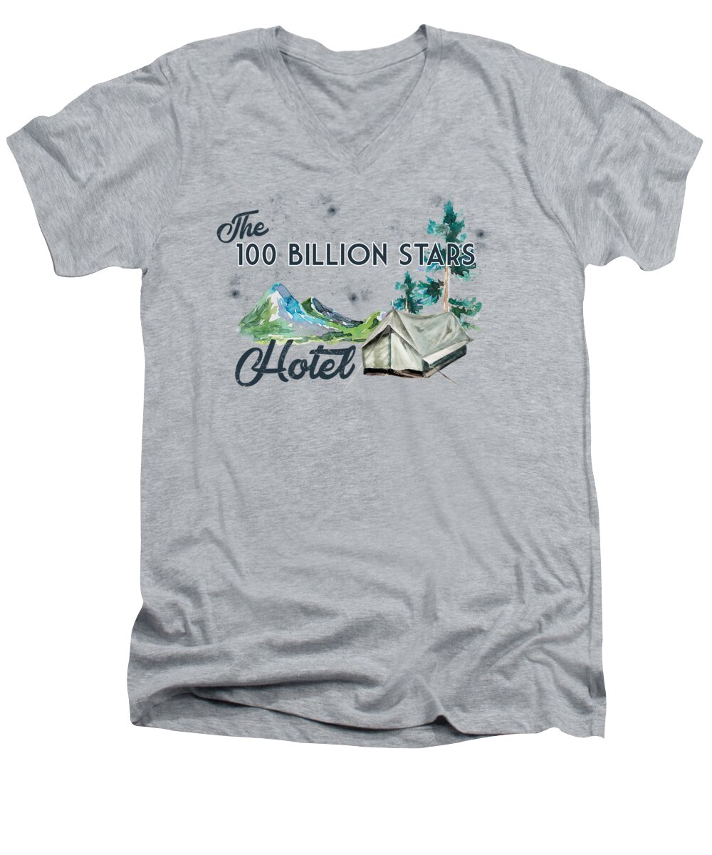 Tent Men's V-Neck T-Shirt featuring the digital art 100 Billion Stars Hotel by Heather Applegate