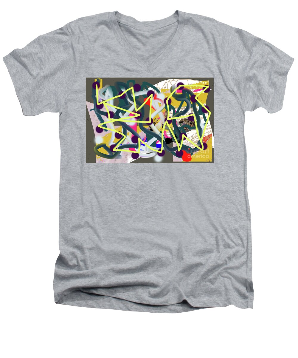 Walter Paul Bebirian Men's V-Neck T-Shirt featuring the digital art 11-10-2018abcdefghijklmno by Walter Paul Bebirian