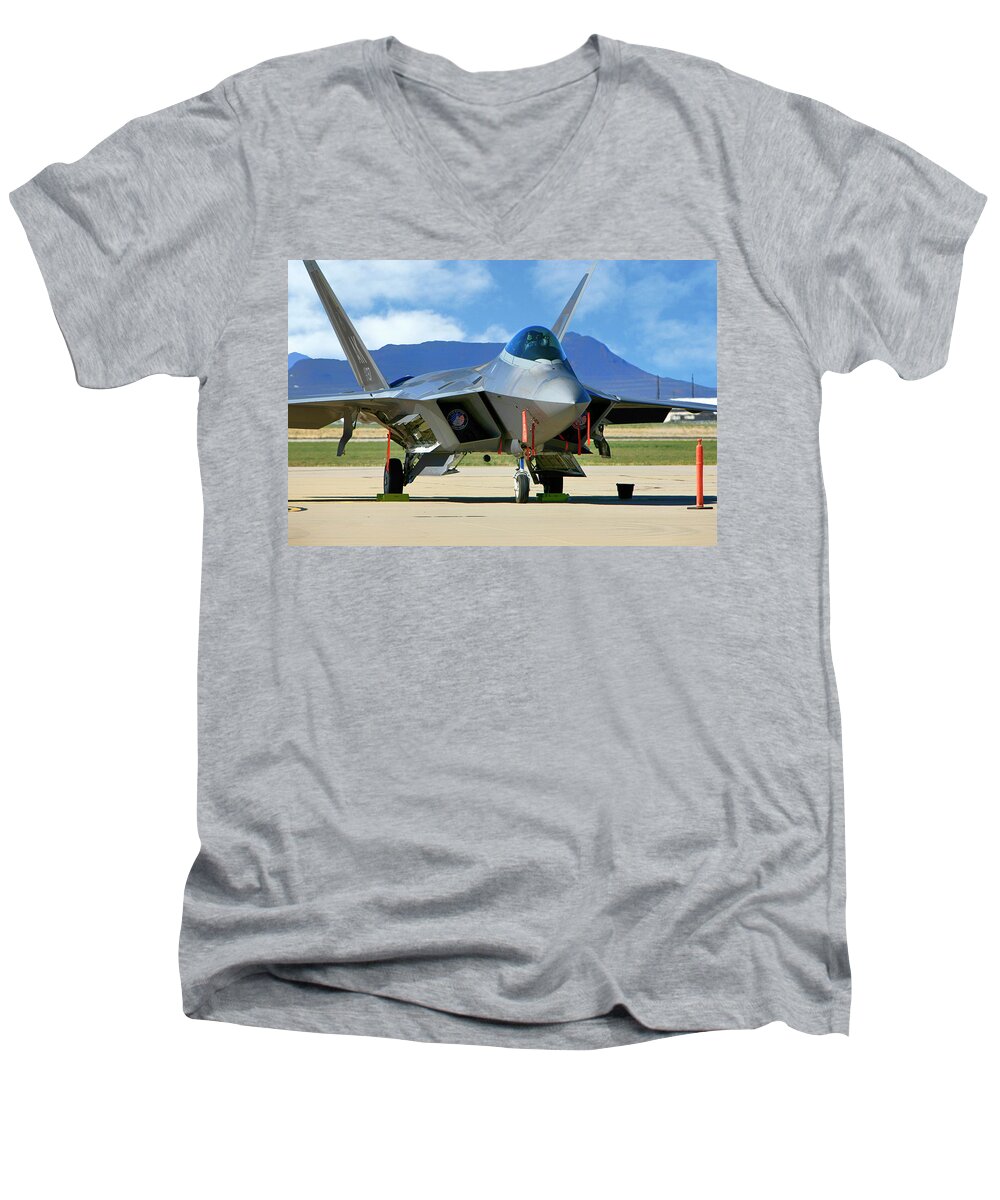 F-22 Men's V-Neck T-Shirt featuring the photograph F22 Rapter #2 by Chris Smith