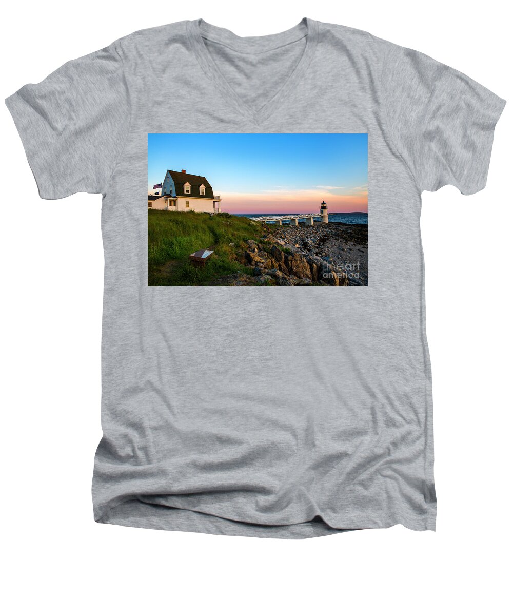 Lighthouse Men's V-Neck T-Shirt featuring the photograph Marshall Point Lighthouse #2 by Diane Diederich