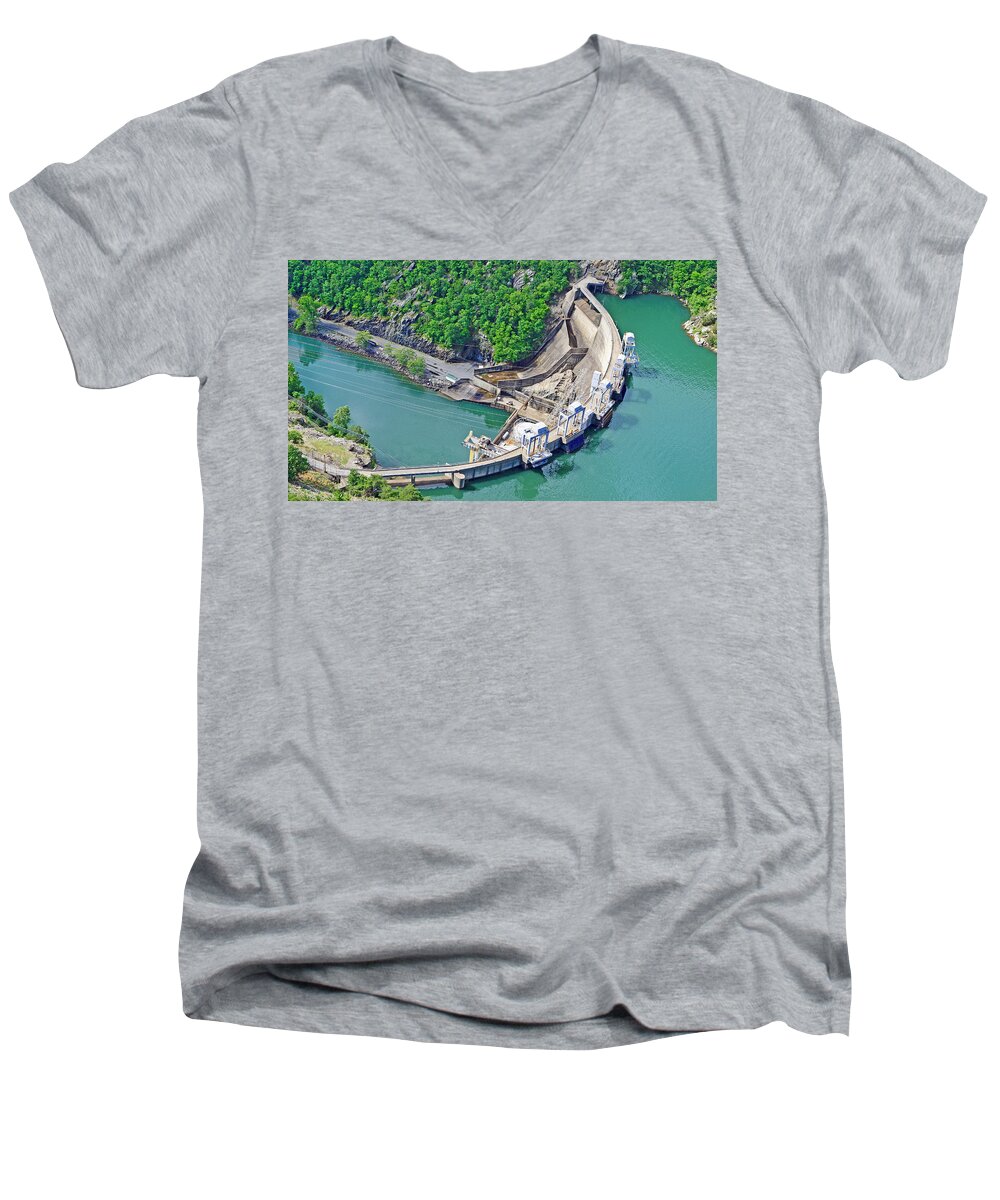 Smith Mountain Lake Dam Men's V-Neck T-Shirt featuring the photograph Smith Mountain Lake Dam #5 by The James Roney Collection