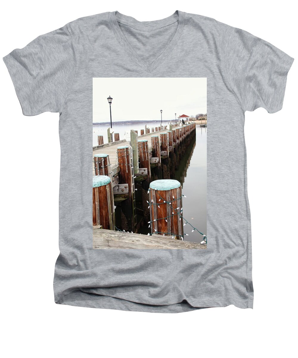 Northport Dock Men's V-Neck T-Shirt featuring the photograph Northport Dock #6 by Susan Jensen