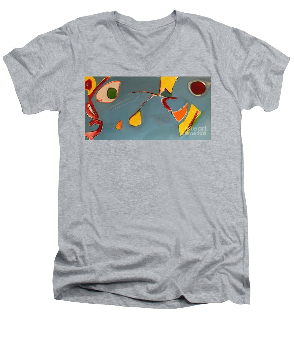 Abstract Men's V-Neck T-Shirt featuring the painting Untitled #9 by Jeff Barrett