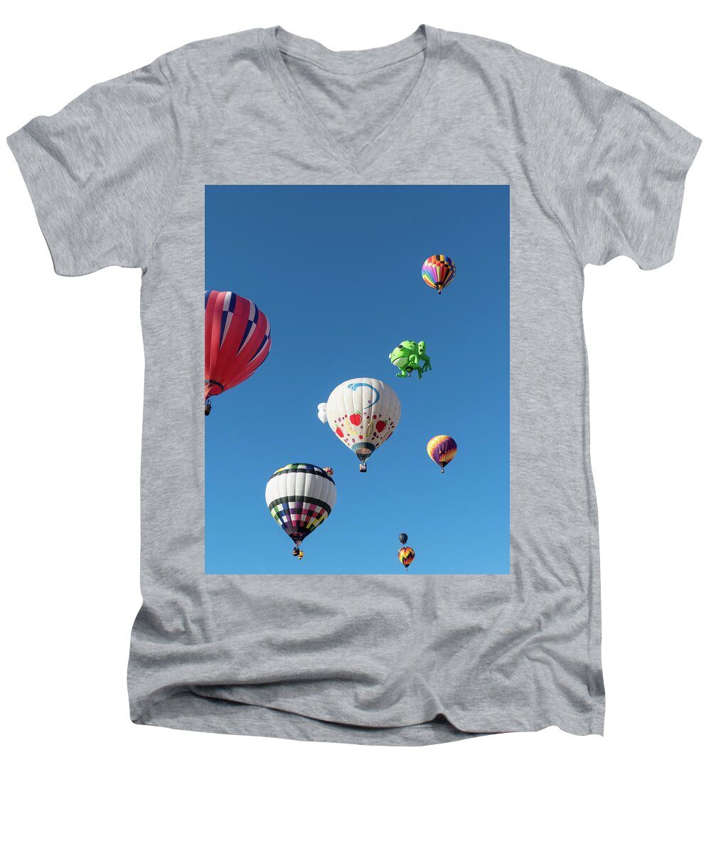 Albuquerque Men's V-Neck T-Shirt featuring the photograph Albuquerque Balloon Fiesta 2016 - 11 by Patricia Gould
