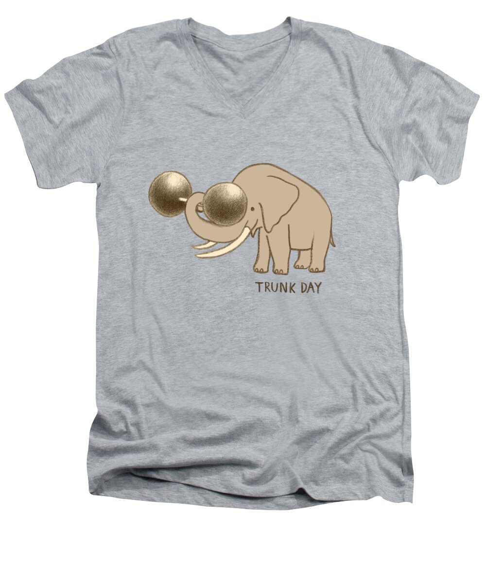 Elephant Men's V-Neck T-Shirt featuring the drawing Trunk Day by Eric Fan