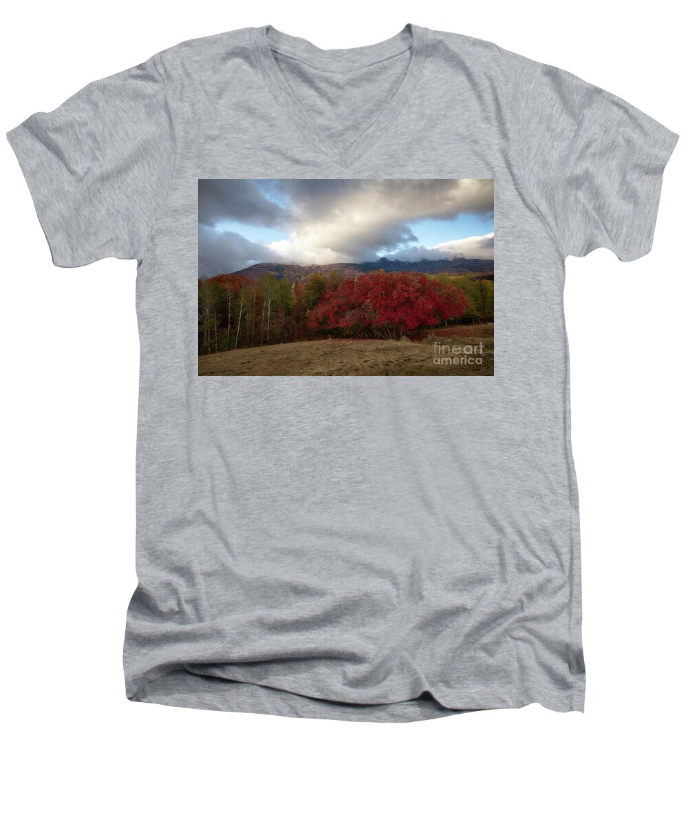 Bannock Mountains Men's V-Neck T-Shirt featuring the photograph Autumn Foothills by Idaho Scenic Images Linda Lantzy