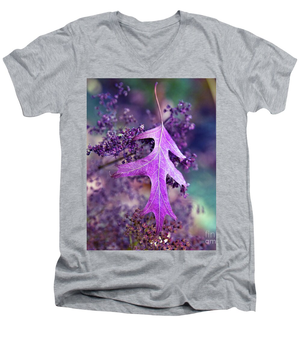Autumnal Men's V-Neck T-Shirt featuring the photograph Autumnal Ultra Violet Sound by Silva Wischeropp