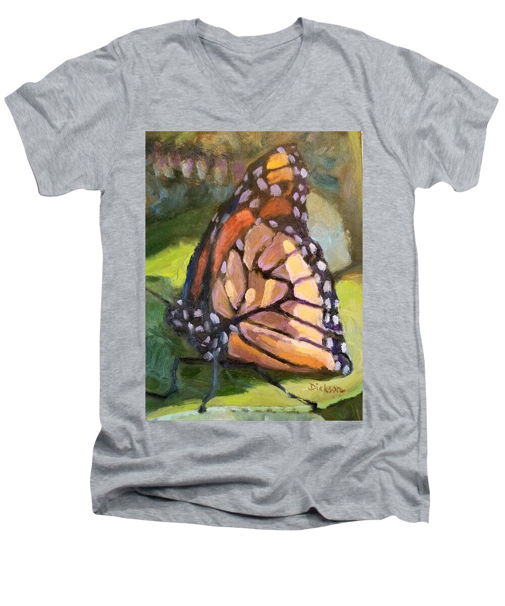 Butterfly Men's V-Neck T-Shirt featuring the painting Baxtor by Jeff Dickson