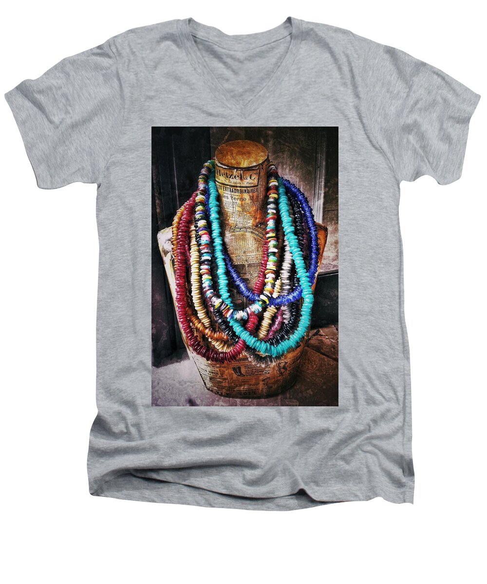  Men's V-Neck T-Shirt featuring the photograph Beads by Al Harden