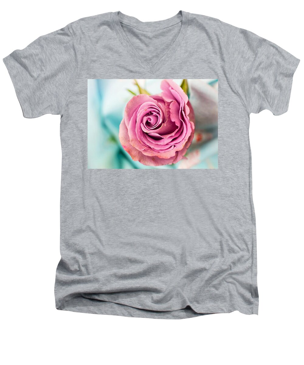 Flower Men's V-Neck T-Shirt featuring the photograph Beautiful vintage rose by Top Wallpapers