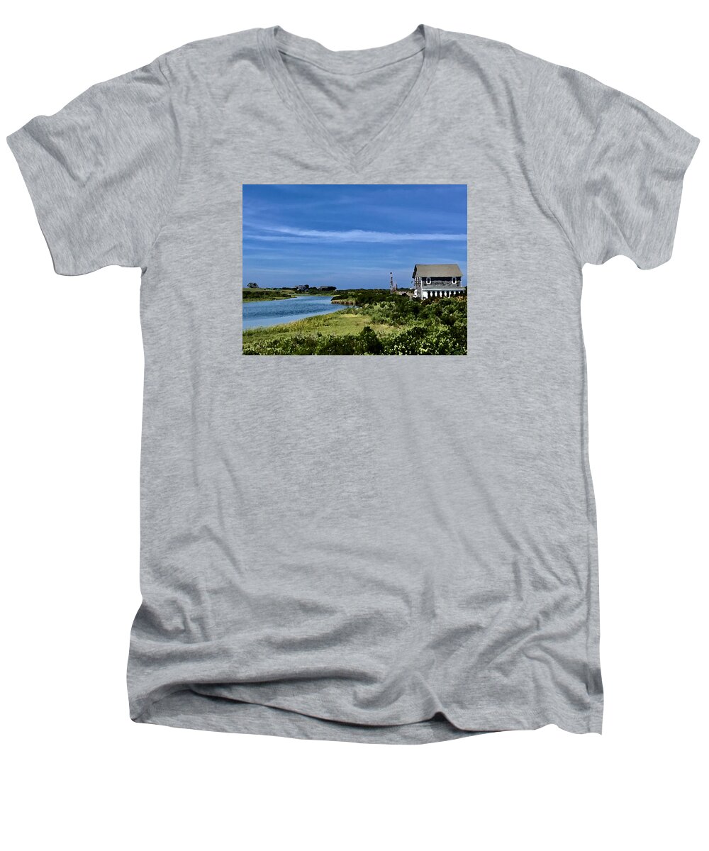 Pond Men's V-Neck T-Shirt featuring the photograph Block Island Serenity by Tom Johnson
