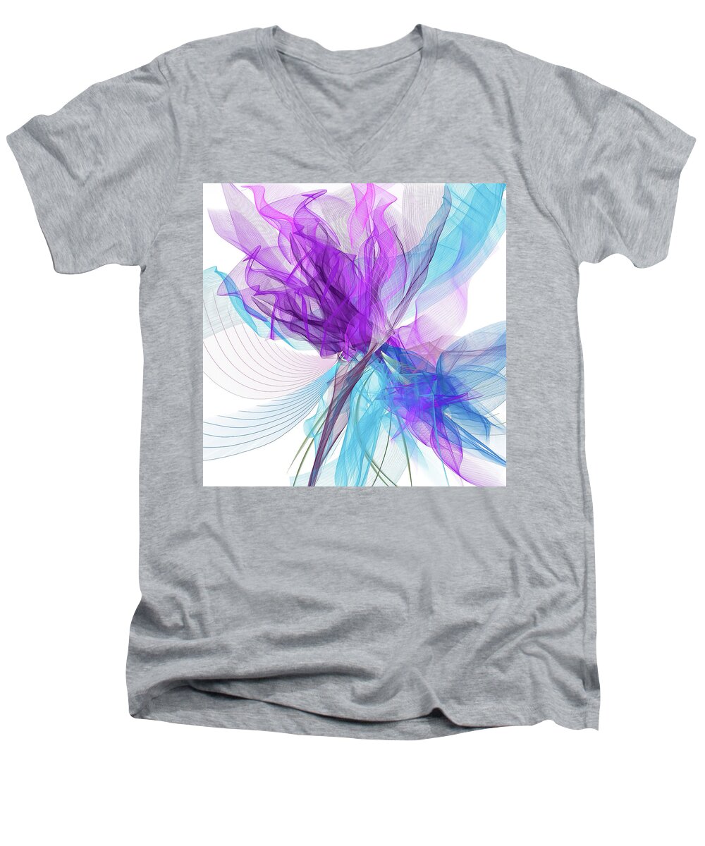 Blue And Purple Art Men's V-Neck T-Shirt featuring the painting Blue And Purple Art II by Lourry Legarde