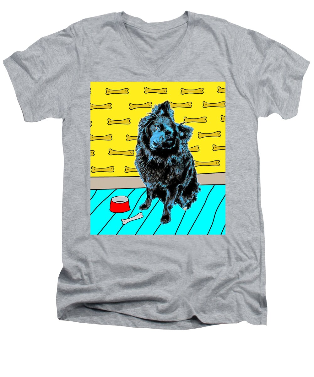 Architectural Photographer Men's V-Neck T-Shirt featuring the photograph Blue dog by Lou Novick