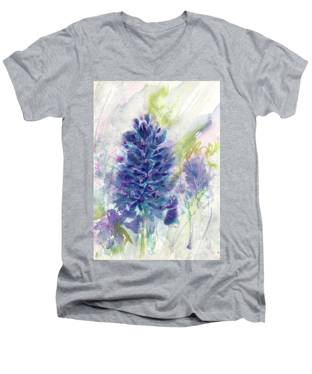 Texas Landscape Men's V-Neck T-Shirt featuring the painting Bluesy Do by Francelle Theriot