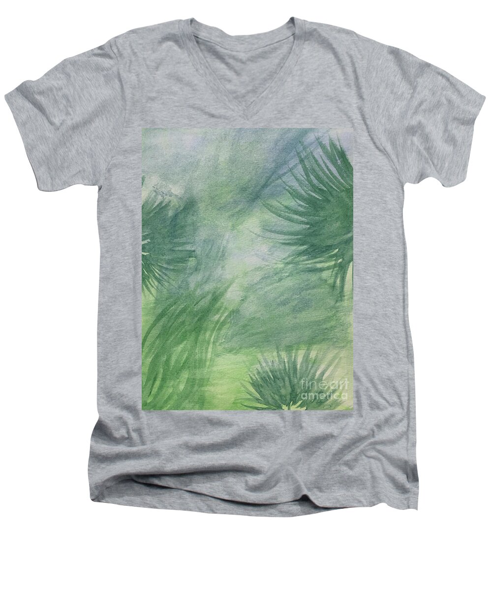 Beach Collection Breeze 1 By Annette M Stevenson Men's V-Neck T-Shirt featuring the painting Beach Collection Breeze 1 by Annette M Stevenson