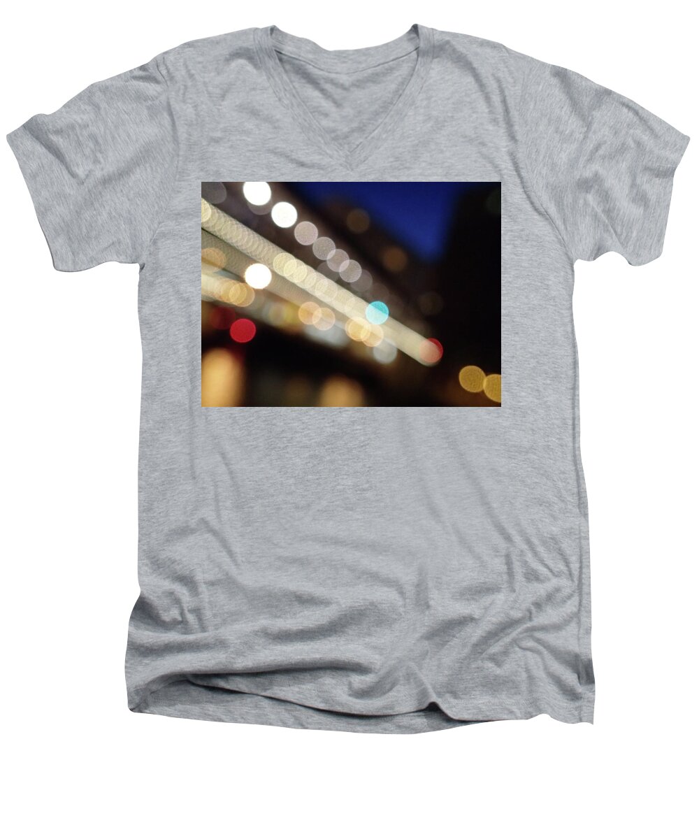 Milwaukee Men's V-Neck T-Shirt featuring the photograph City Lights by Geoff Strehlow
