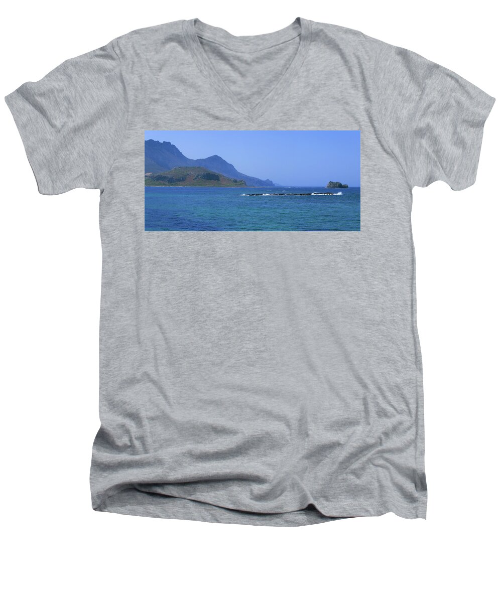 Greece Men's V-Neck T-Shirt featuring the photograph Coast of Gramvousa by Sun Travels