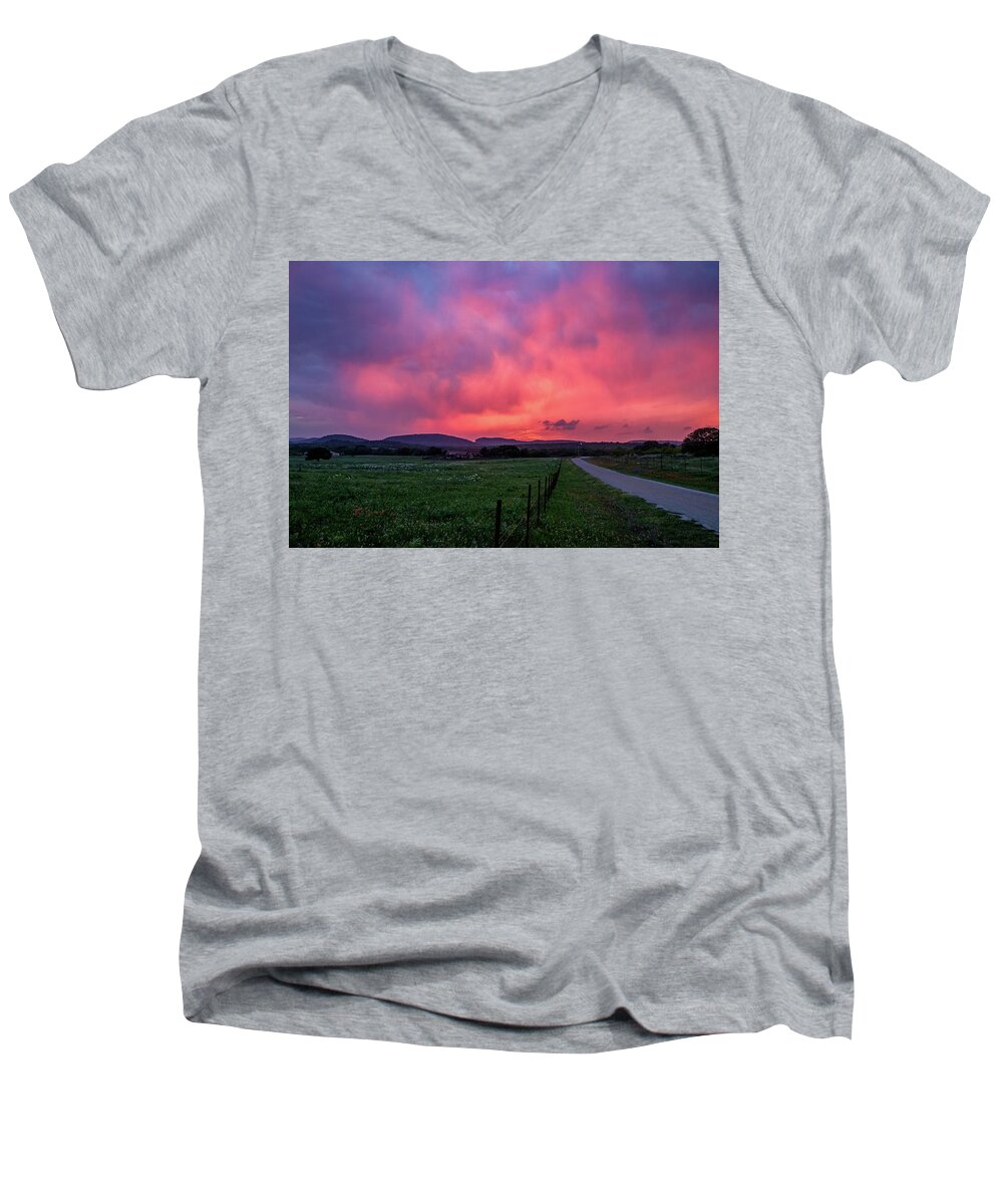 Texas Wildflowers Men's V-Neck T-Shirt featuring the photograph Coming Storm by Johnny Boyd