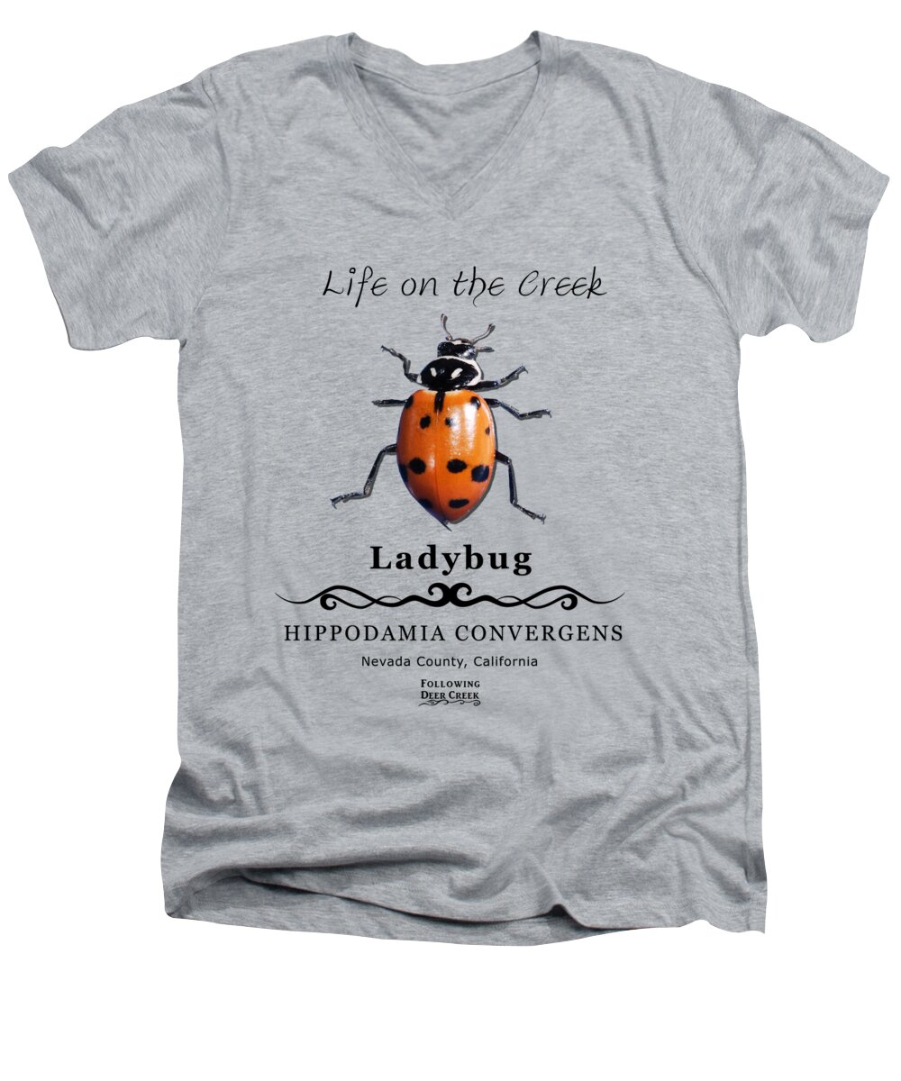 Bug Men's V-Neck T-Shirt featuring the digital art Convergens Ladybug by Lisa Redfern