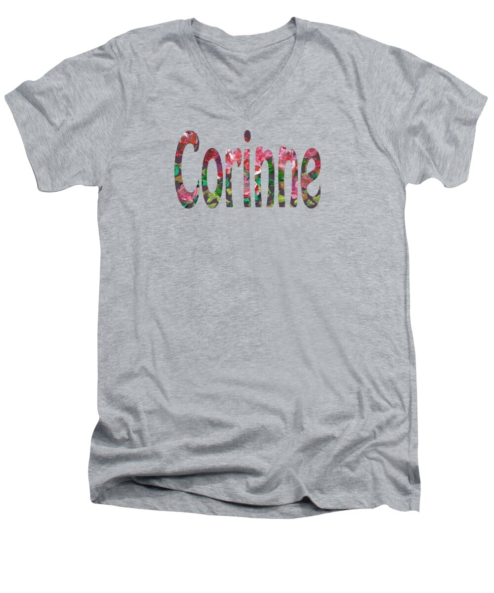 Corinne Men's V-Neck T-Shirt featuring the digital art Corinne by Corinne Carroll