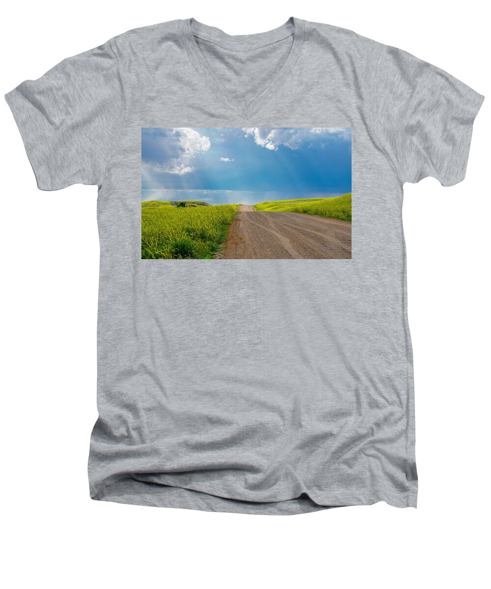Landscape Men's V-Neck T-Shirt featuring the photograph Country Road by Susan Rydberg
