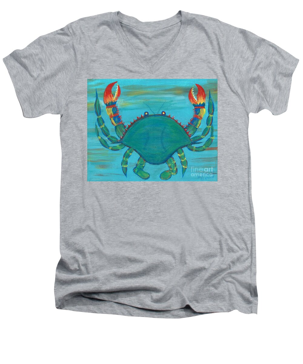 Crab Men's V-Neck T-Shirt featuring the painting Crab II by Elizabeth Mauldin