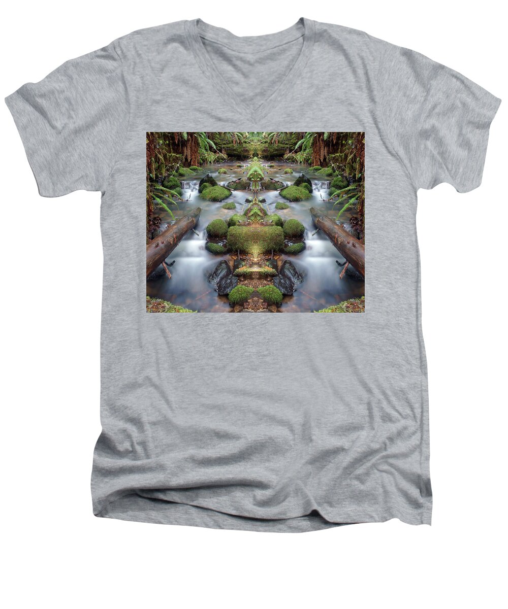 Nature Men's V-Neck T-Shirt featuring the photograph Creek Diamonds #1N by Ben Upham III