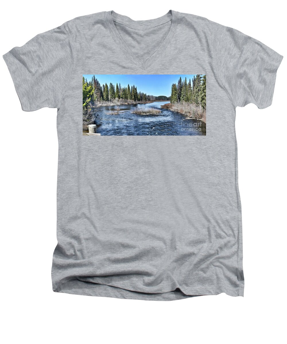 Crooked River Men's V-Neck T-Shirt featuring the photograph Crooked River by Vivian Martin