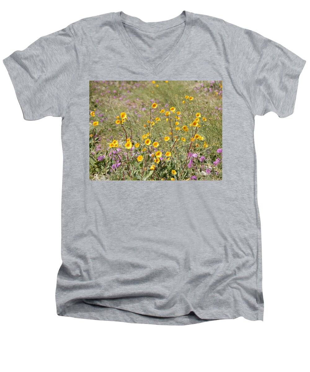 Coachella Valley. Desert Men's V-Neck T-Shirt featuring the photograph Desert Bloom 2019 by Chris Tarpening