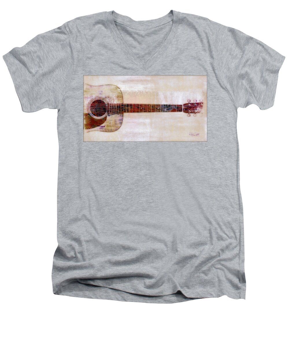 Guitar Men's V-Neck T-Shirt featuring the photograph Don't Fret It by Rene Crystal