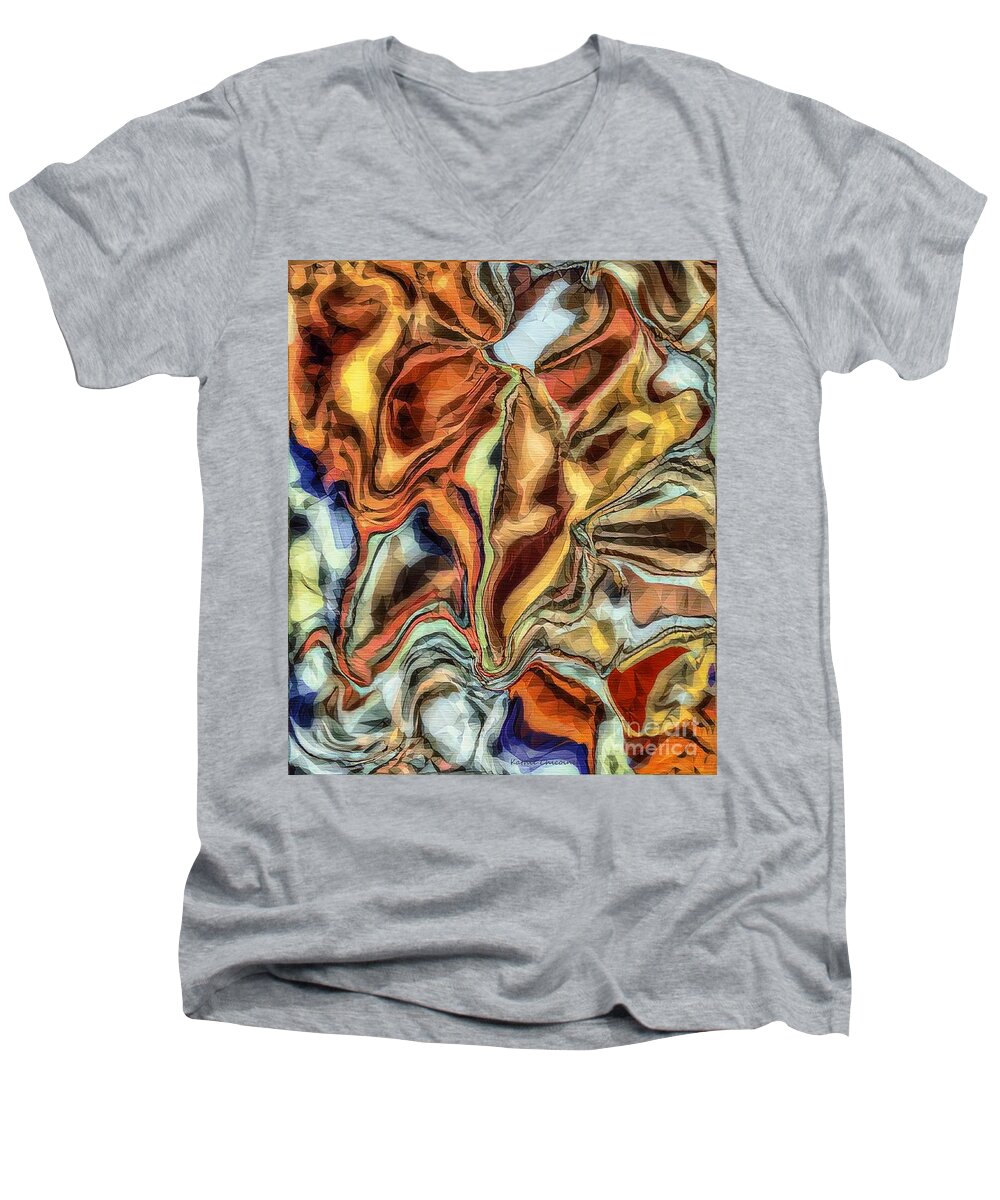 Abstract Art Men's V-Neck T-Shirt featuring the digital art Drifting Away by Kathie Chicoine