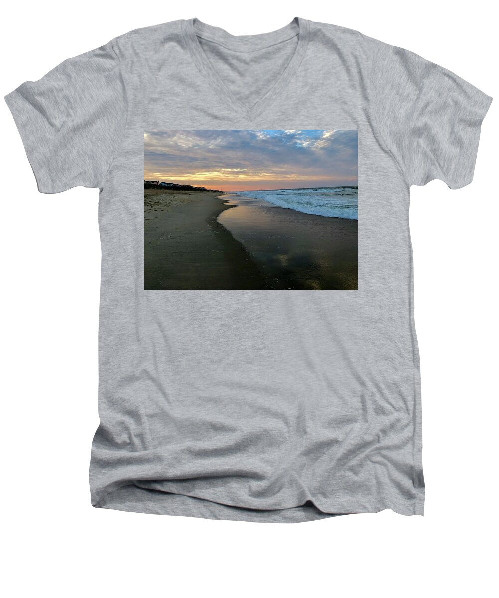 Landscape Men's V-Neck T-Shirt featuring the photograph Duck, NC by Charles Kraus