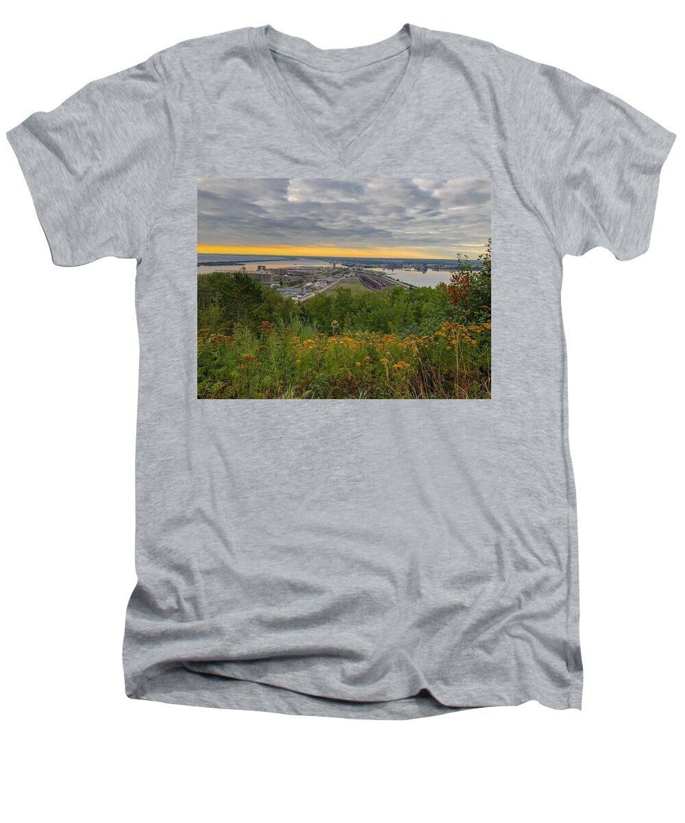 Enger Park Men's V-Neck T-Shirt featuring the photograph Enger Park Overlook in Duluth by Susan Rydberg