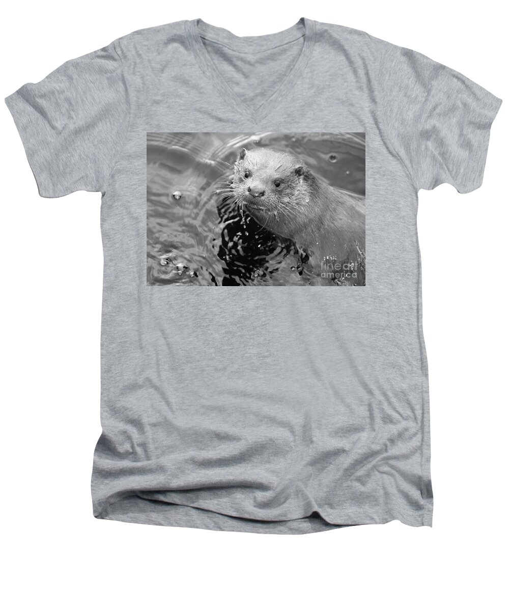 Ambleside Men's V-Neck T-Shirt featuring the photograph European Otter by Science Photo Library