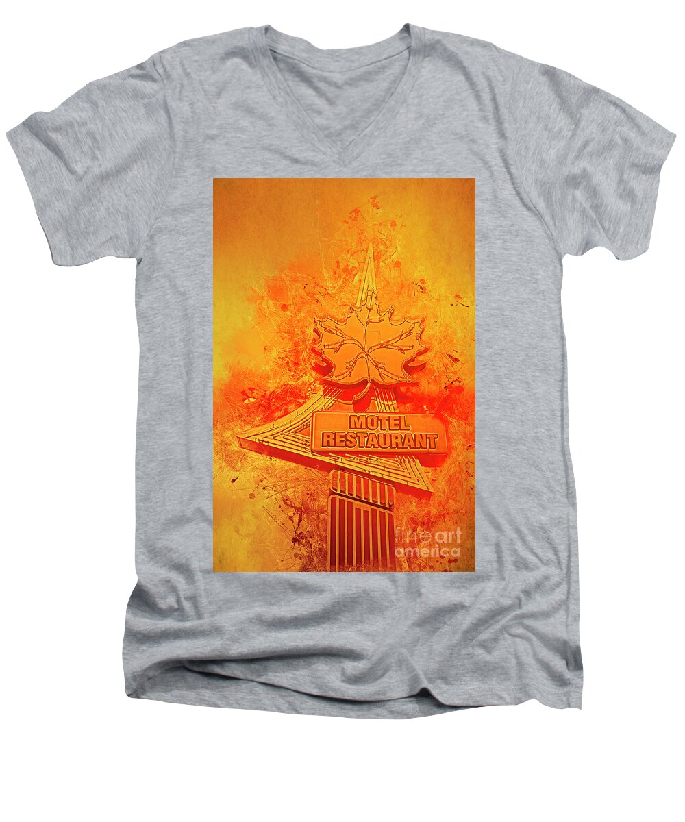 Canada Men's V-Neck T-Shirt featuring the photograph Fiery by Lenore Locken