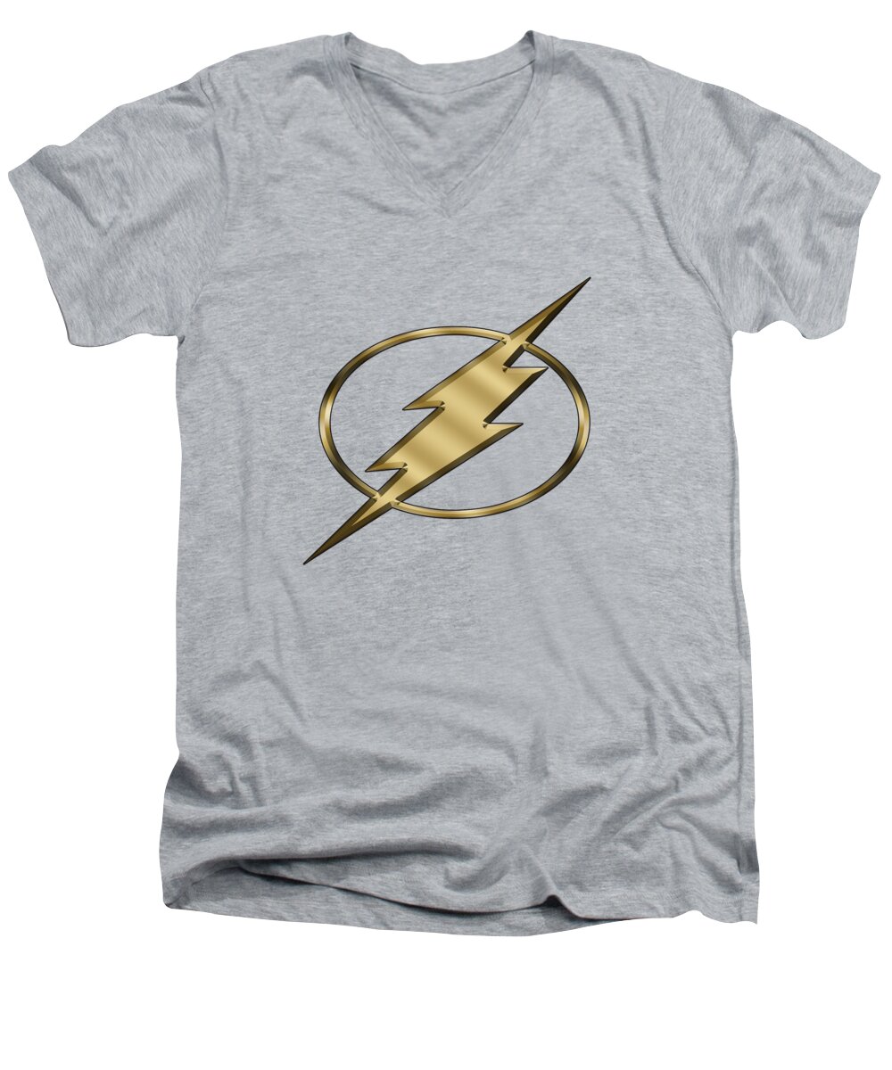 Flash Logo Men's V-Neck T-Shirt featuring the digital art Flash Logo by Chuck Staley