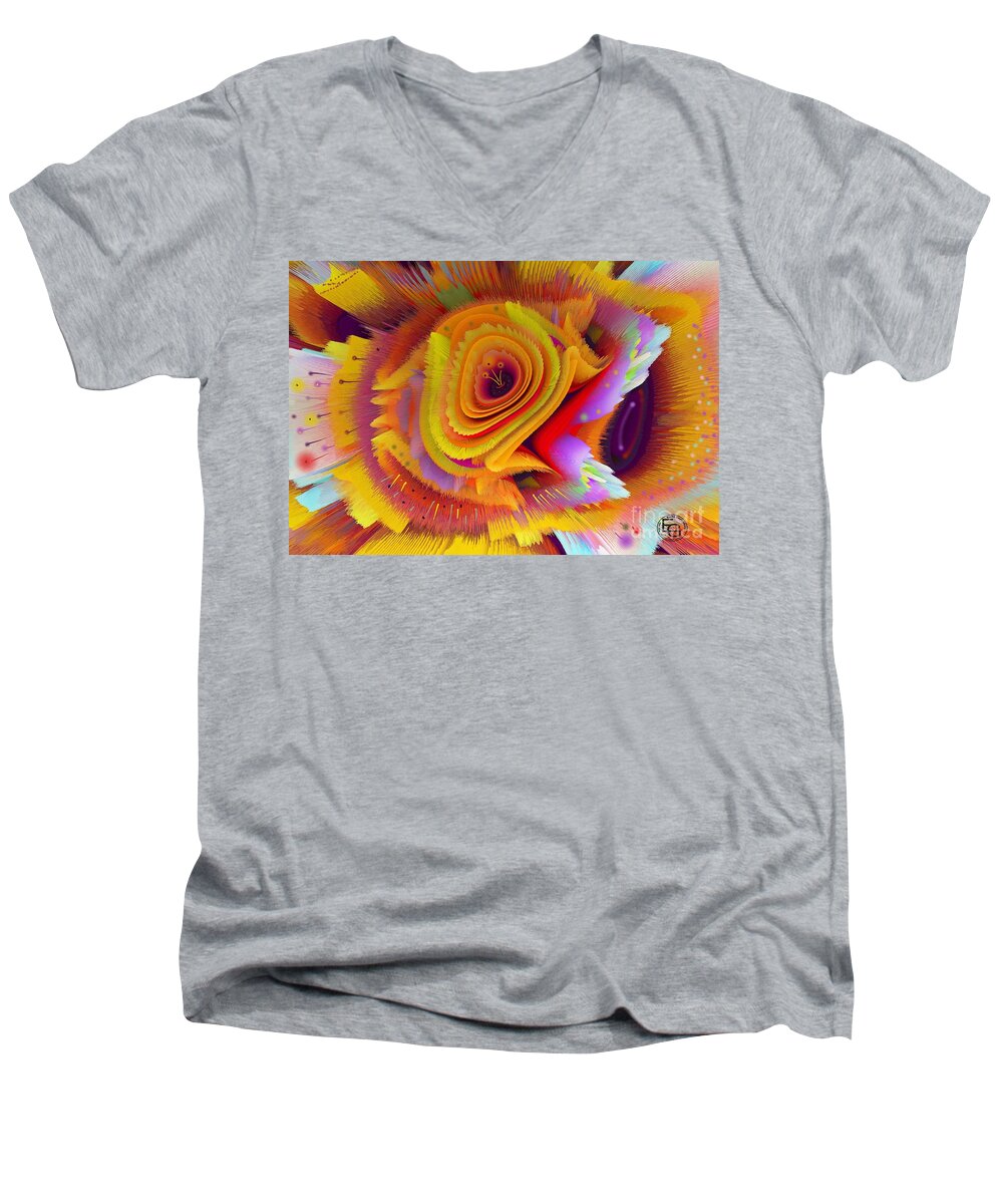 Happy Birthday Men's V-Neck T-Shirt featuring the mixed media Flowers Of My Dreams 33 by Elena Gantchikova