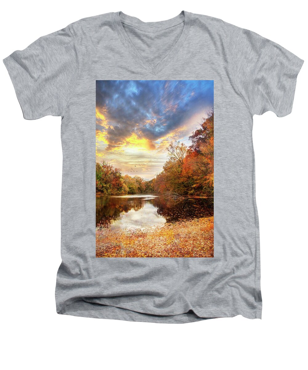 Autumn Men's V-Neck T-Shirt featuring the photograph For the Love of Autumn by John Rivera