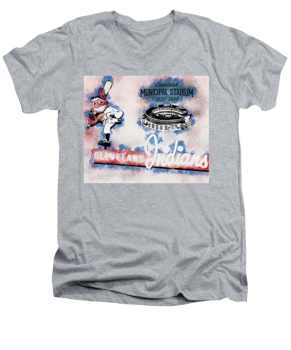 Cleveland Ohio Men's V-Neck T-Shirt featuring the digital art Gone But Never Forgotten by Pheasant Run Gallery