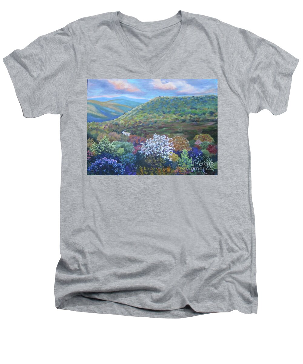 Field Men's V-Neck T-Shirt featuring the painting Graveyard Fields by Anne Marie Brown