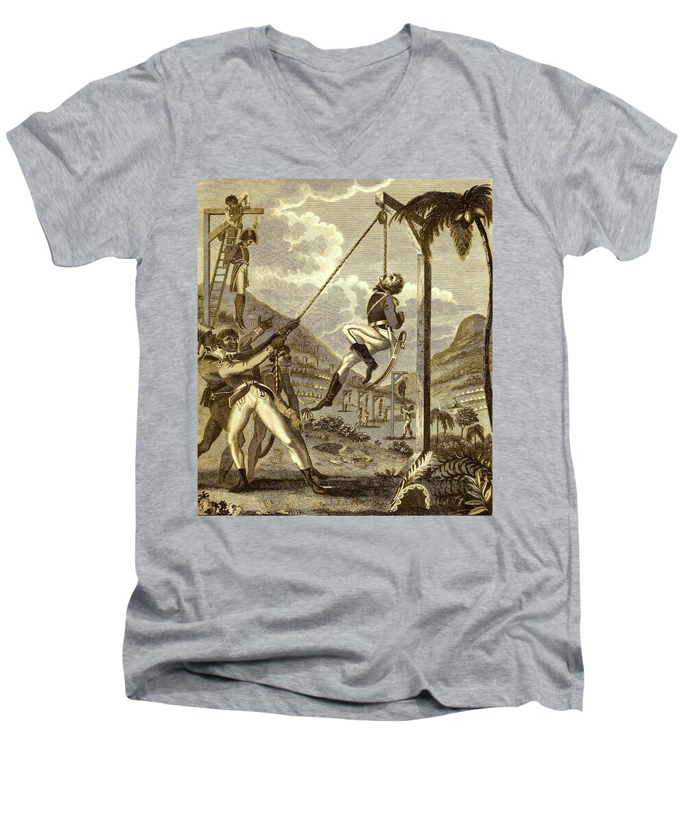 18th Century Men's V-Neck T-Shirt featuring the photograph Haitian Revolution, Execution Of French by Science Source