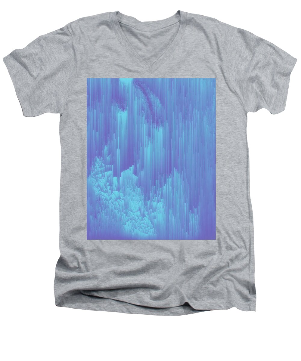 Glitch Men's V-Neck T-Shirt featuring the digital art Hazy Winter by Jennifer Walsh