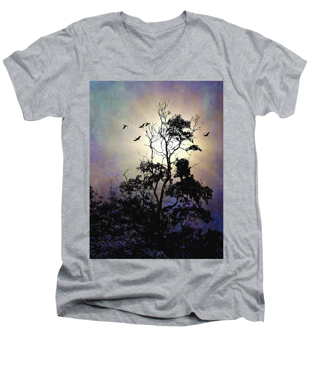 Photographic Men's V-Neck T-Shirt featuring the photograph Herons at Dusk by Reynaldo Williams