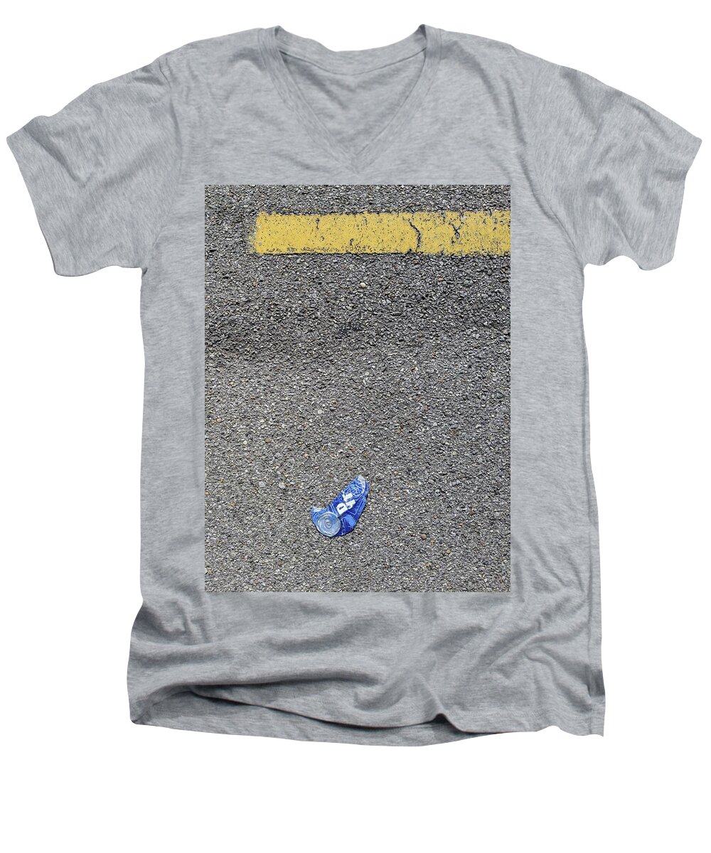 Litter Men's V-Neck T-Shirt featuring the photograph Hey, #BudLitter, Can You Point Me to a Yellow Line? by Jeremy Butler