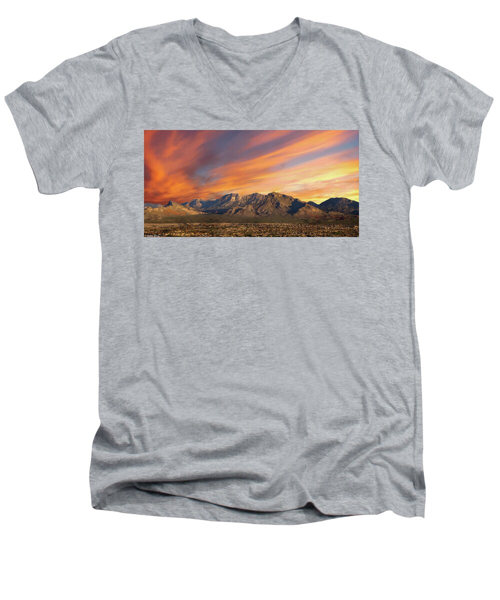 Las Vegas Men's V-Neck T-Shirt featuring the photograph Hills of Las Vegas by G Lamar Yancy