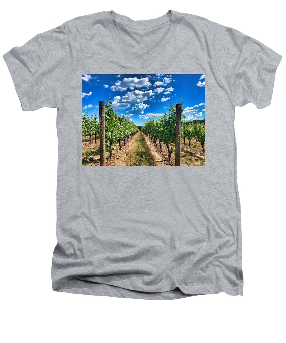Vineyard Men's V-Neck T-Shirt featuring the photograph In The Vineyard by Brian Eberly